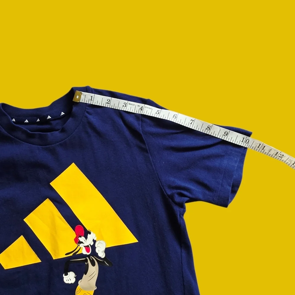 Adidas Kids Navy Tee with Bold Yellow Graphic